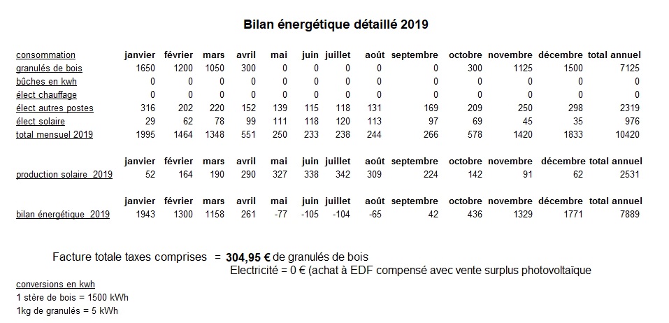 Bilan énergétique détaillé 2019