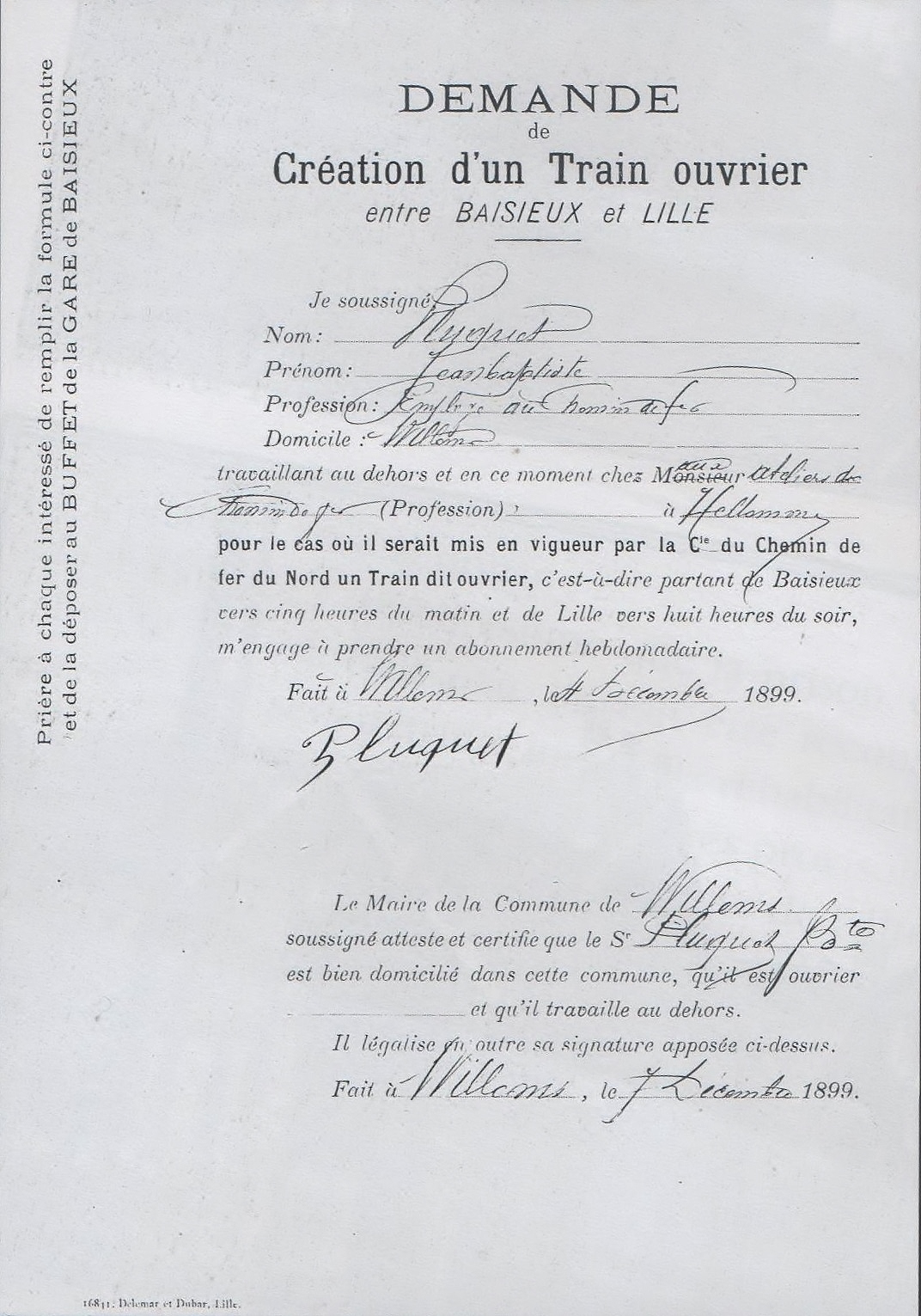 Demande création train ouvrier Demande création train ouvrier