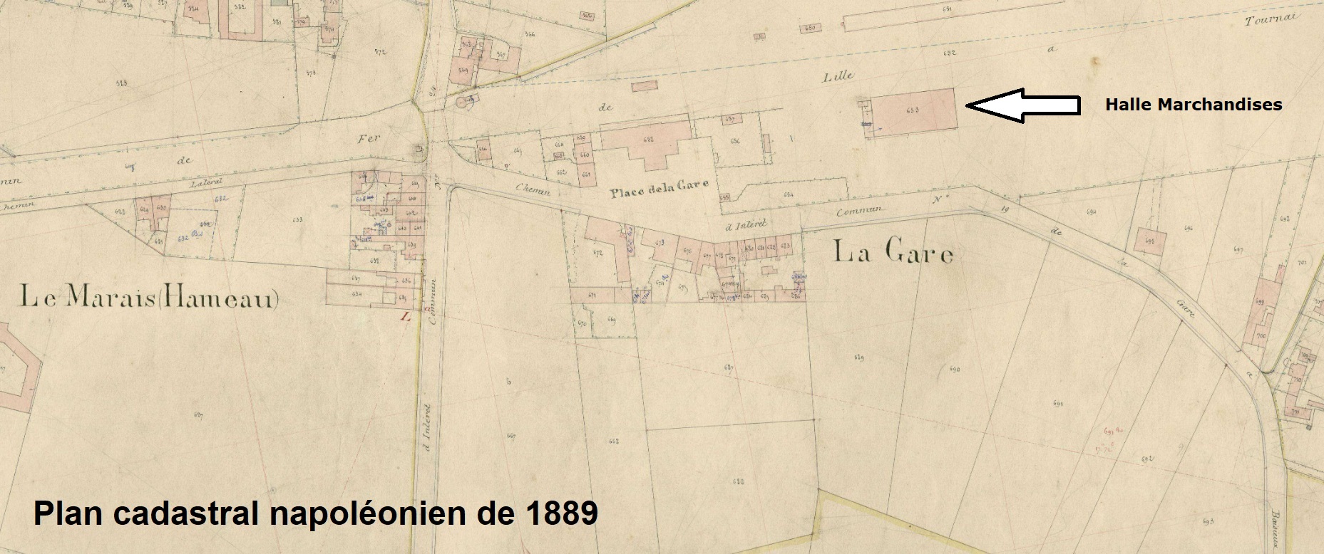 Cadastre 1889, halles marchandises Cadastre 1889, halle marchandises