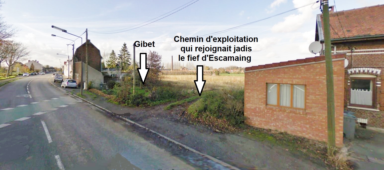 Emplacement du gibet et chemin des pendus en 1603