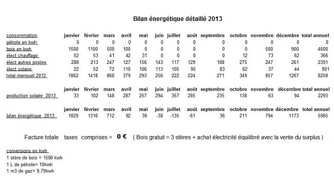 Bilan énergétique détail 2013